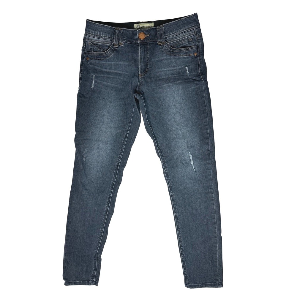 Democracy Ab Technology Skinny Jeans Womens 4 Dark Wash Distressed Stretch - Picture 2 of 8